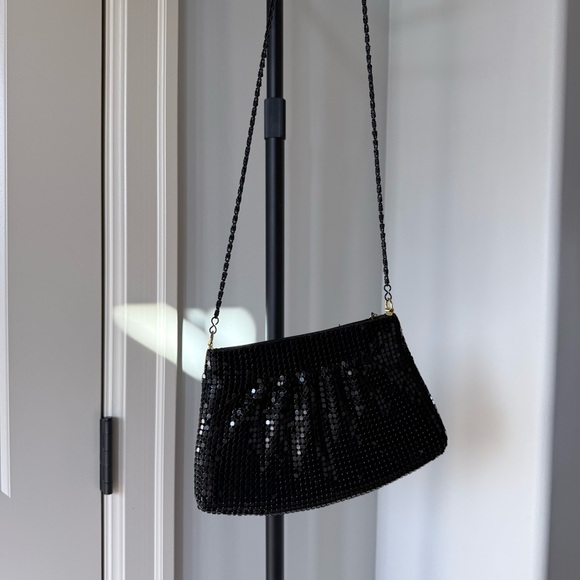 Vintage Handbags - Vintage Black Metal Mesh Evening Bag Chain Strap | 90s Cocktail Purse